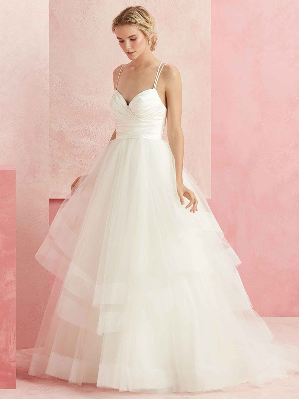 Casablanca Beloved “Desire” - White Spaghetti Strap Tulle Ball Gown